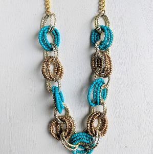 NORDSTROM Turquoise and Gold Chain Link Necklace